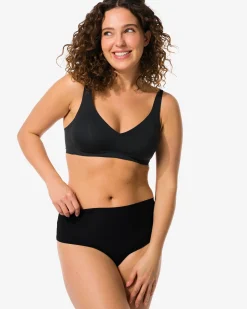 damesstring hoge taille micro rib ultimate comfort zwart
