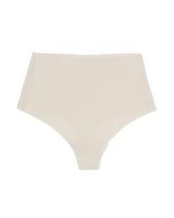 damesstring hoge taille micro rib ultimate comfort gebroken wit
