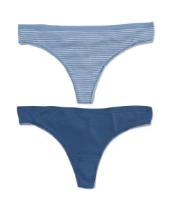 damesstring katoen - 2 stuks blauw