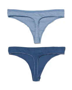 damesstring katoen - 2 stuks blauw