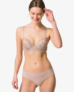 damesstring micro lasercut met kant beige