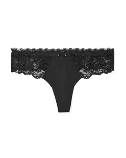 damesstring micro met kant zwart
