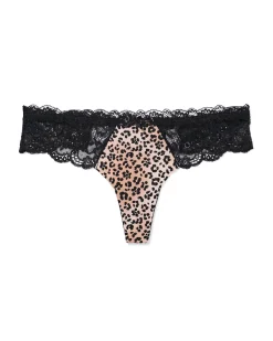 damesstring micro met kant luipaard naturel
