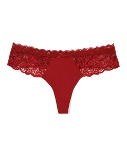 damesstring micro met kant donkerrood