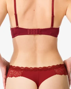 damesstring micro met kant donkerrood