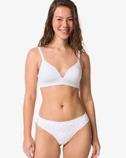 damesstring naadloos rib bloemen wit