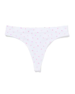 damesstring naadloos rib bloemen wit
