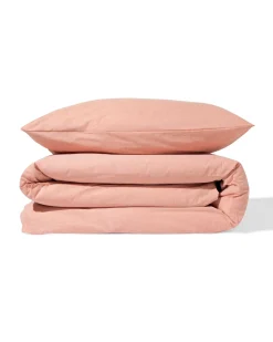 dekbedovertrek 140x200/220cm chambray oranjerood