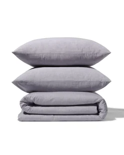 dekbedovertrek 200x200/220cm chambray lichtgrijs