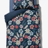 dekbedovertrek 140x200/220cm zacht katoen bloemen blauw