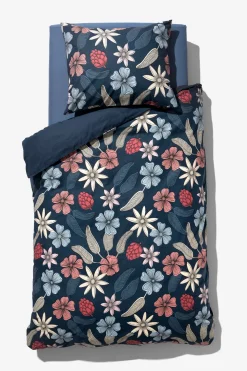 dekbedovertrek 140x200/220cm zacht katoen bloemen blauw