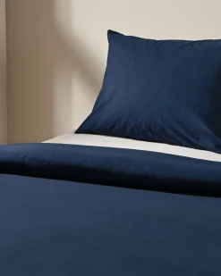 dekbedovertrek 140x200/220cm zacht katoen donkerblauw