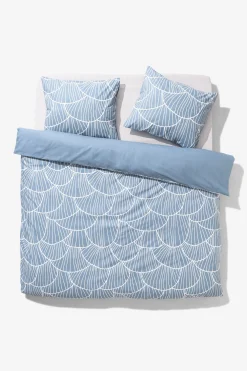 dekbedovertrek 240x200/220cm zacht katoen schelpen blauw