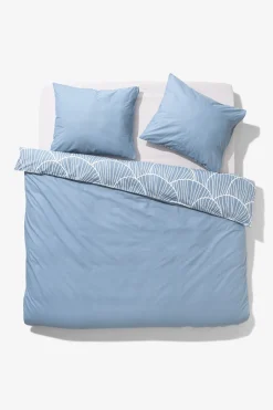 dekbedovertrek 240x200/220cm zacht katoen schelpen blauw