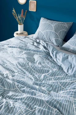 dekbedovertrek 240x200/220cm zacht katoen schelpen blauw
