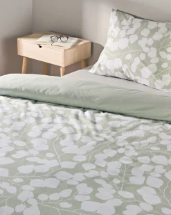 dekbedovertrek 140x200/220cm zacht katoen bladeren groen