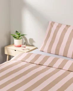 dekbedovertrek 140x200/220cm zacht katoen strepen roze