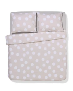dekbedovertrek 240x200/220cm zacht katoen stippen beige