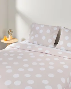 dekbedovertrek 240x200/220cm zacht katoen stippen beige
