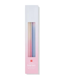 dinerkaarsen ⌀2.2x25cm kleurverloop blauw-roze - 2 stuks