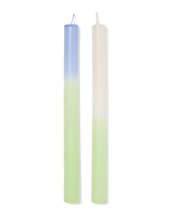 dinerkaarsen ⌀2.2x25cm kleurverloop blauw-groen - 2 stuks