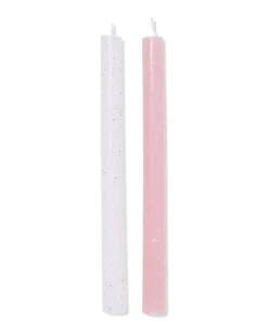 dinerkaarsen ⌀2.2x25cm spikkel groen-roze - 2 stuks