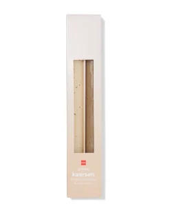 dinerkaarsen ⌀2.2x25cm spikkel naturel - 2 stuks