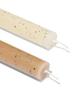 dinerkaarsen ⌀2.2x25cm spikkel naturel - 2 stuks