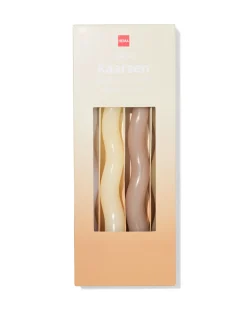 dinerkaarsen ⌀2.2x25cm wave ivoor-naturel - 4 stuks
