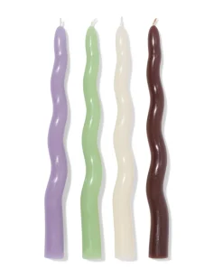 dinerkaarsen ⌀2.2x25cm wave lila-bruin - 4 stuks