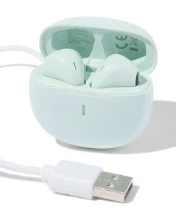 draadloze oortjes in oplaadcase mint