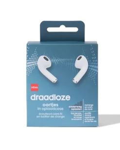 draadloze oortjes in oplaadcase wit