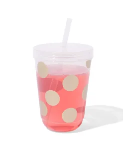 drinkbeker met rietje gouden stip