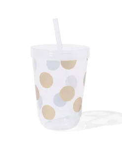 drinkbeker met rietje gouden stip