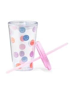 drinkbeker met rietje 450ml gezichtjes