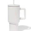 drinkbeker met rietje 900ml rvs beige