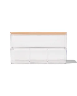 dubbele organizer transparant met deksel 22.5x9.5x12.5