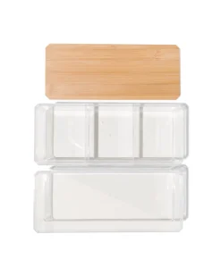 dubbele organizer transparant met deksel 22.5x9.5x12.5