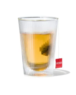 dubbelwandig glas streep reliëf 350ml