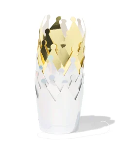 feesthoedjes kroon goud-zilver - 8 stuks