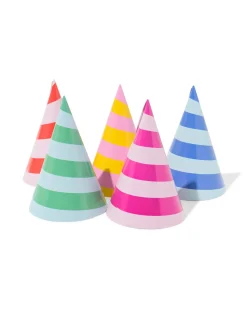 feesthoedjes strepen - 8 stuks