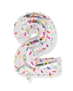 folieballon cijfer 2 60cm confetti