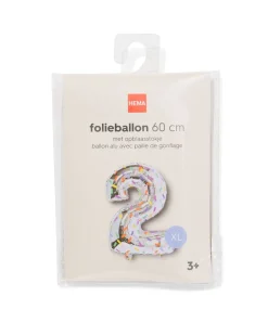 folieballon cijfer 2 60cm confetti