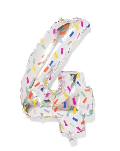 folieballon cijfer 4 60cm confetti