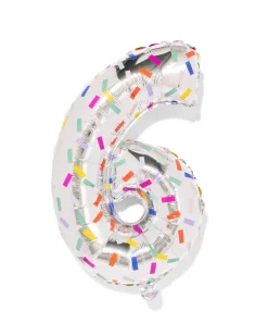 folieballon cijfer 6 60cm confetti
