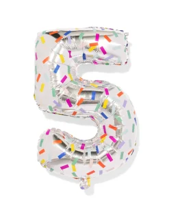 folieballon cijfer 5 60cm confetti