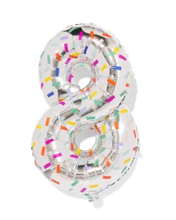 folieballon cijfer 8 60cm confetti