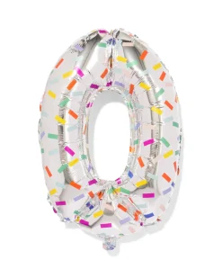 folieballon cijfer 0 60cm confetti