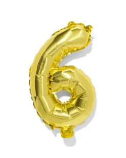 folieballon cijfer 6 30cm goud