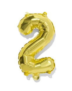 folieballon cijfer 2 30cm goud